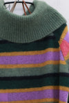 YANYAN KNITS 24 Autumn and Winter Alpaca Striped Raglan Dress YYK-YYW24-1331-PINSE Colorblocking